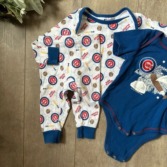 Chicago Cubs Baby Boy Clothes 3 Piece Mix Match Outfit Set- Pajamas & Bodysuit - Picture 6 of 16